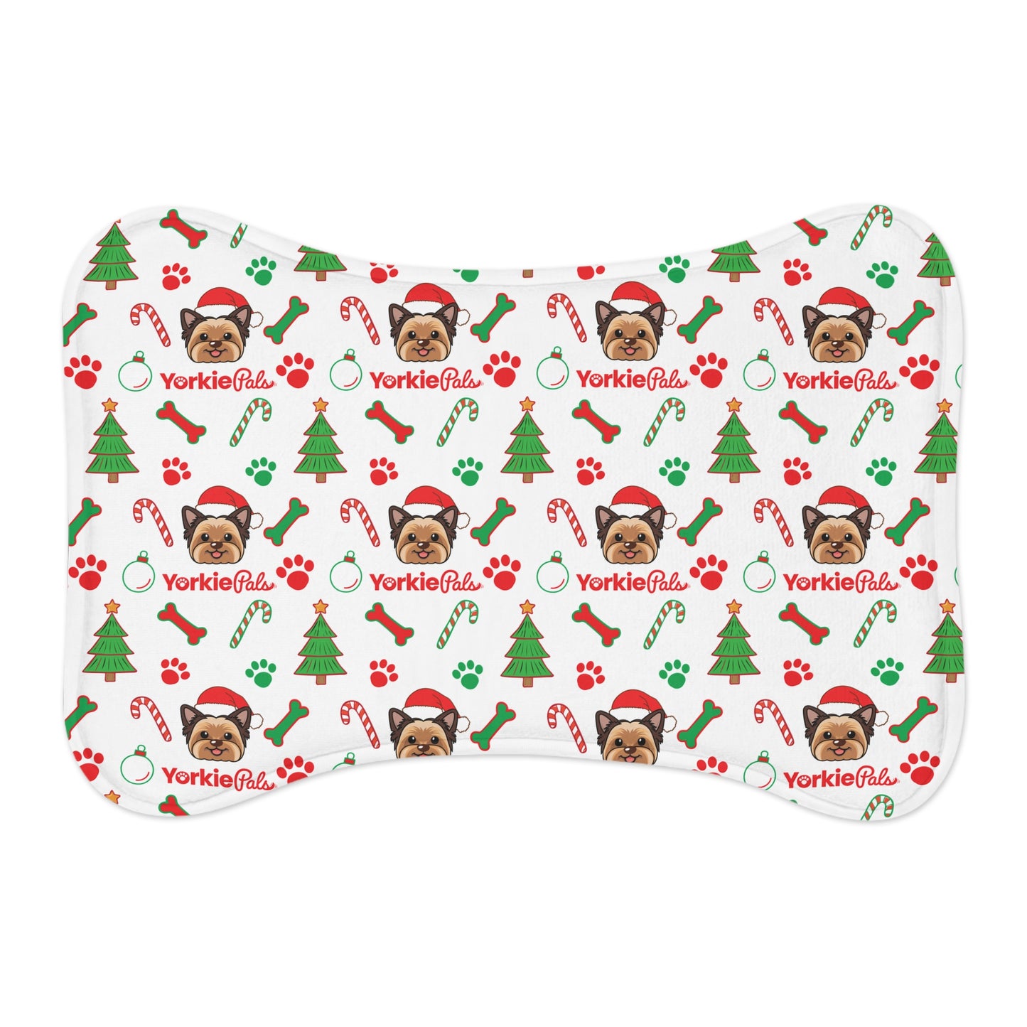 Yorkie-Xmas Bone Shaped Feeding Mat - Yorkie Pals