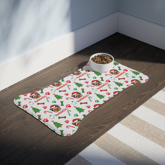 Yorkie-Xmas Bone Shaped Feeding Mat