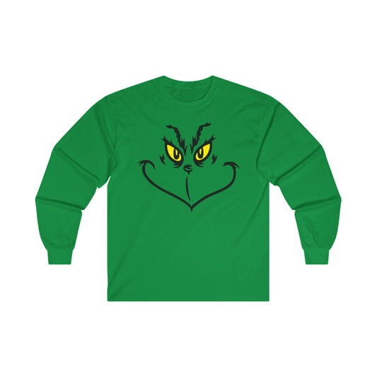 Grinch-Inspired Unisex Long Sleeve Tee for Holiday Cheer