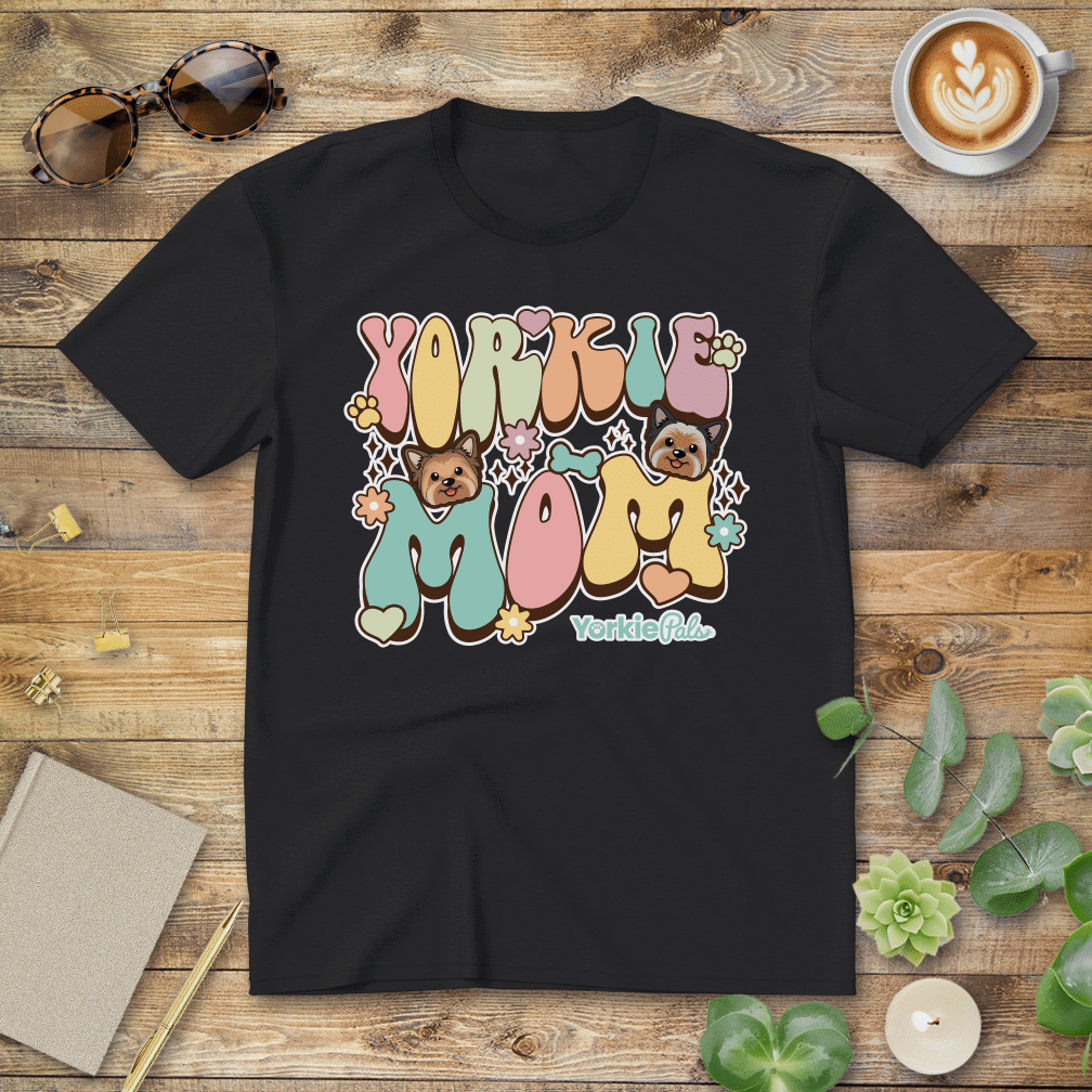 Yorkie Mom Groovy T-Shirt