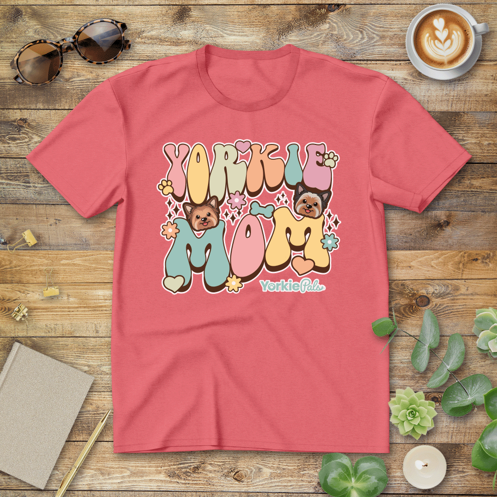 Yorkie Mom Groovy T-Shirt