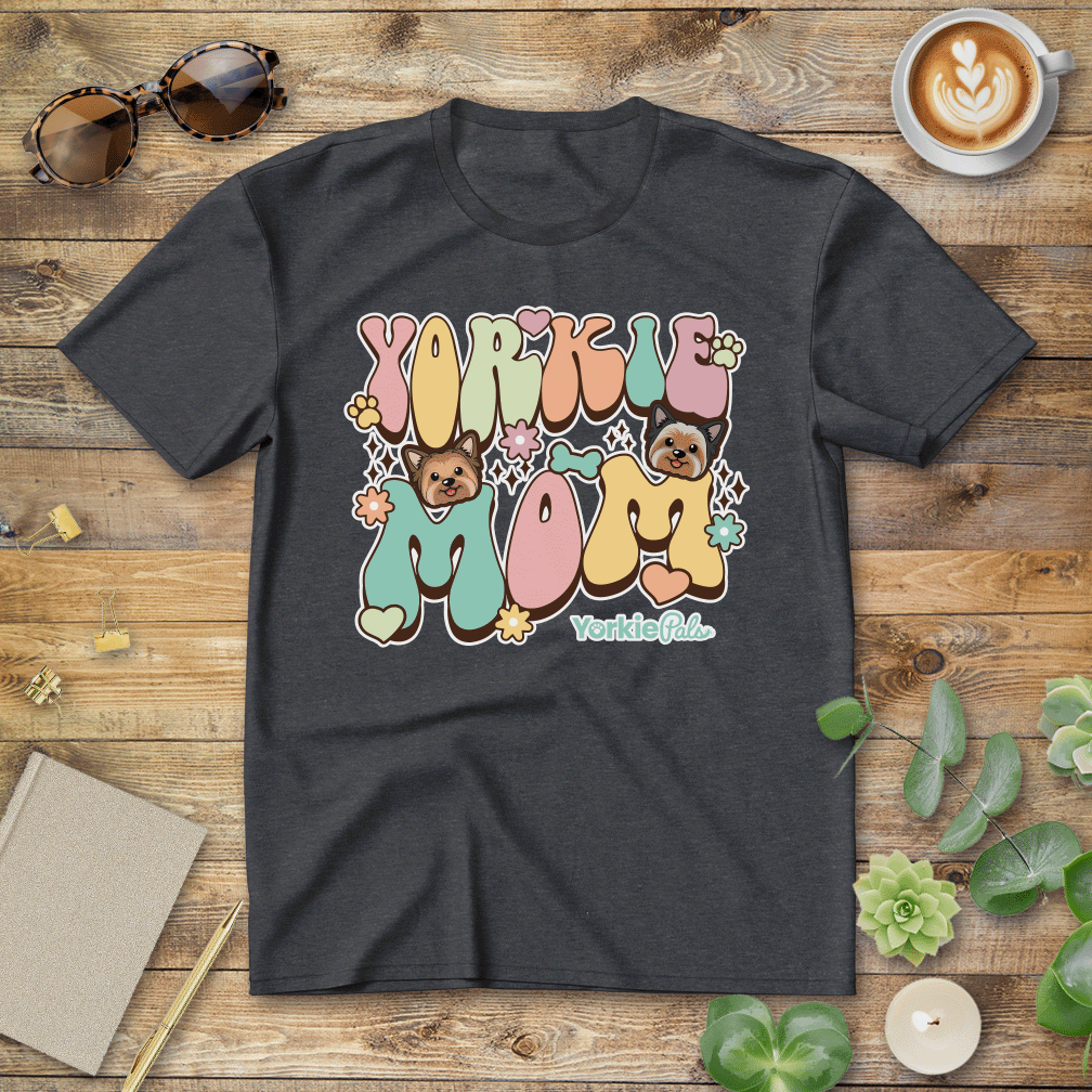 Yorkie Mom Groovy T-Shirt