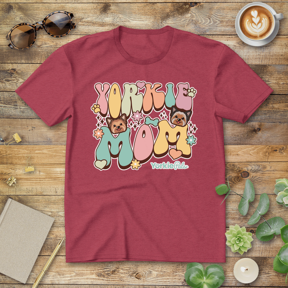 Yorkie Mom Groovy T-Shirt