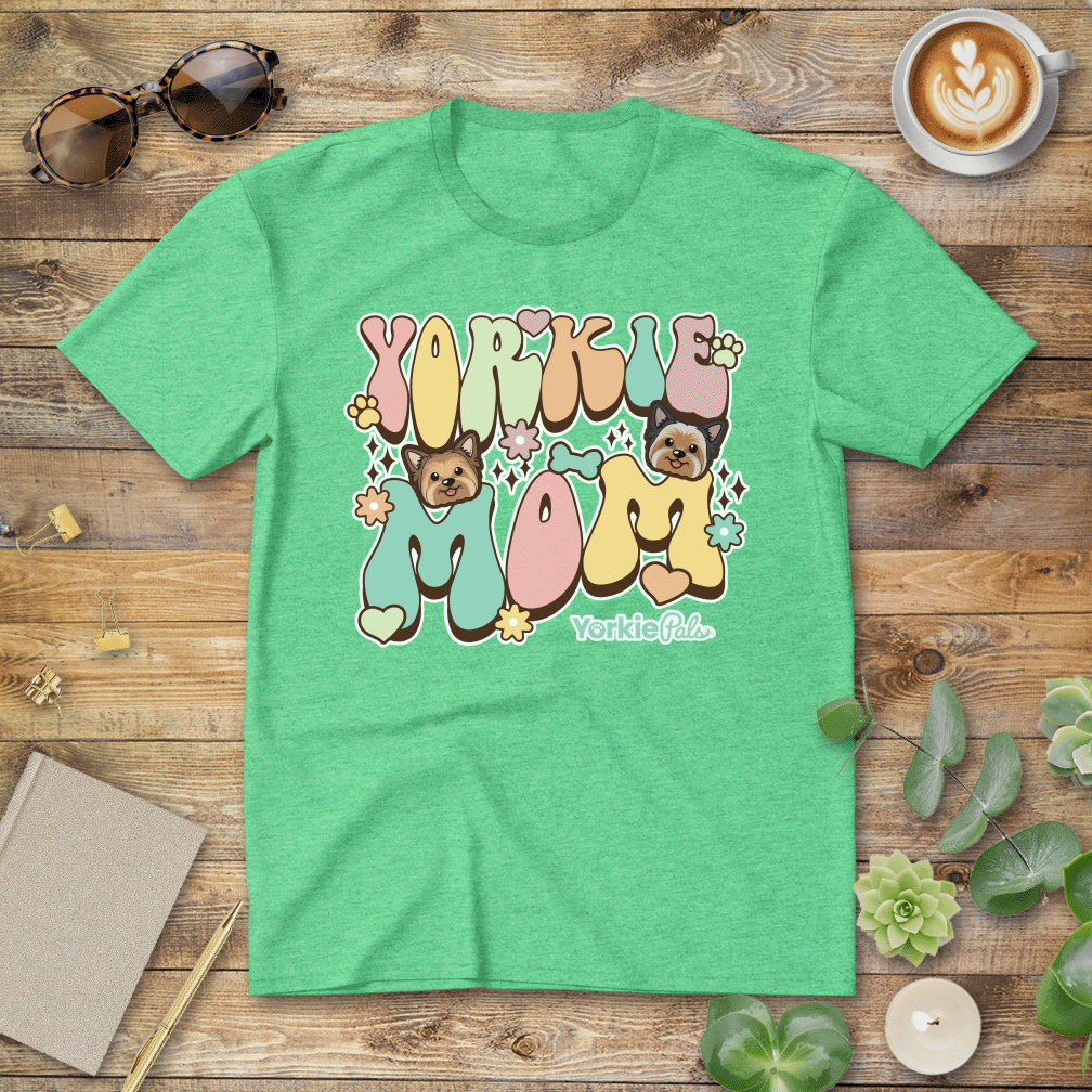 Yorkie Mom Groovy T-Shirt