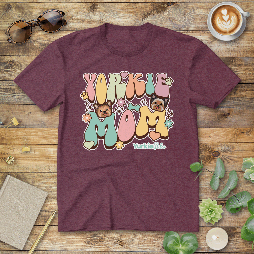 Yorkie Mom Groovy T-Shirt