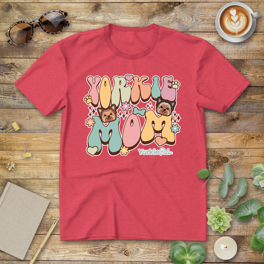 Yorkie Mom Groovy T-Shirt