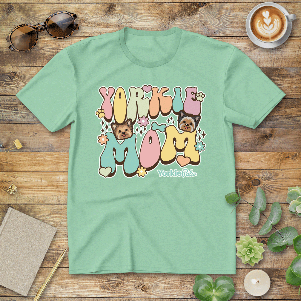 Yorkie Mom Groovy T-Shirt